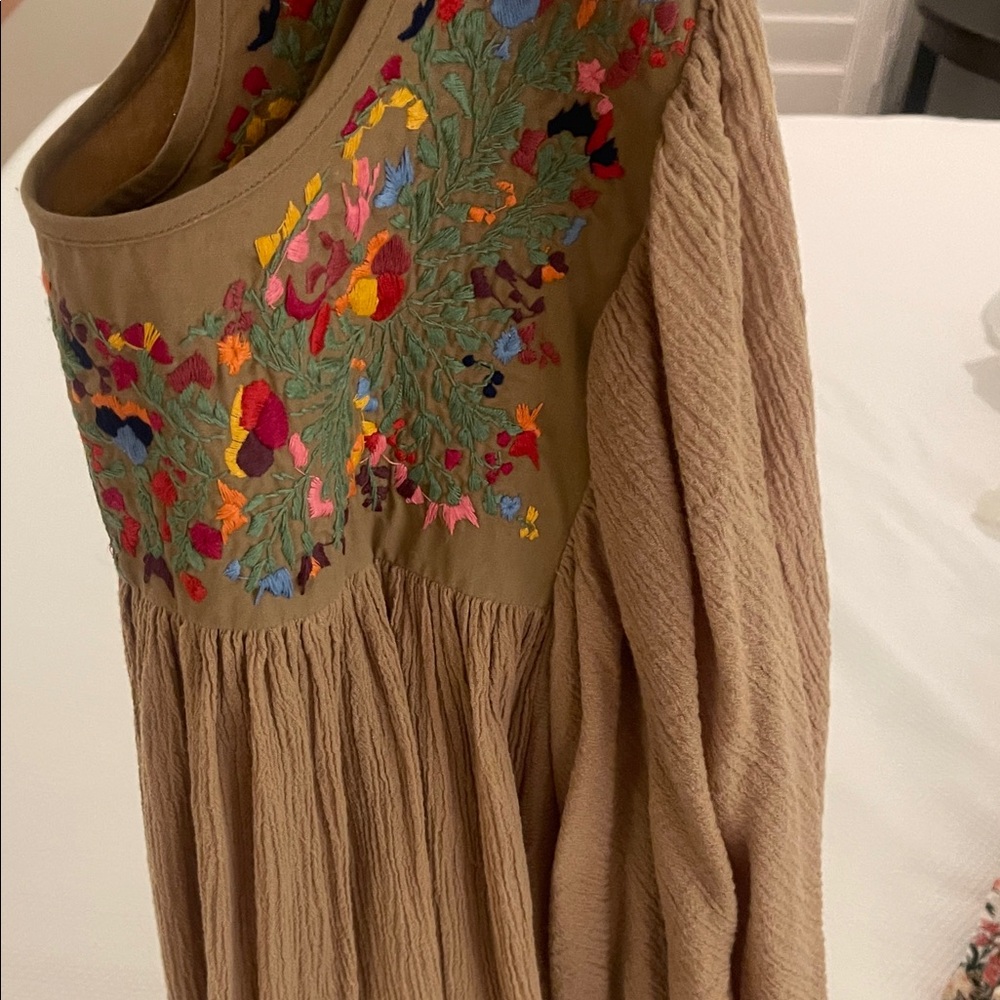 Christy Dawn Tan Dress with Colorful Embroidery - Picture 5 of 5